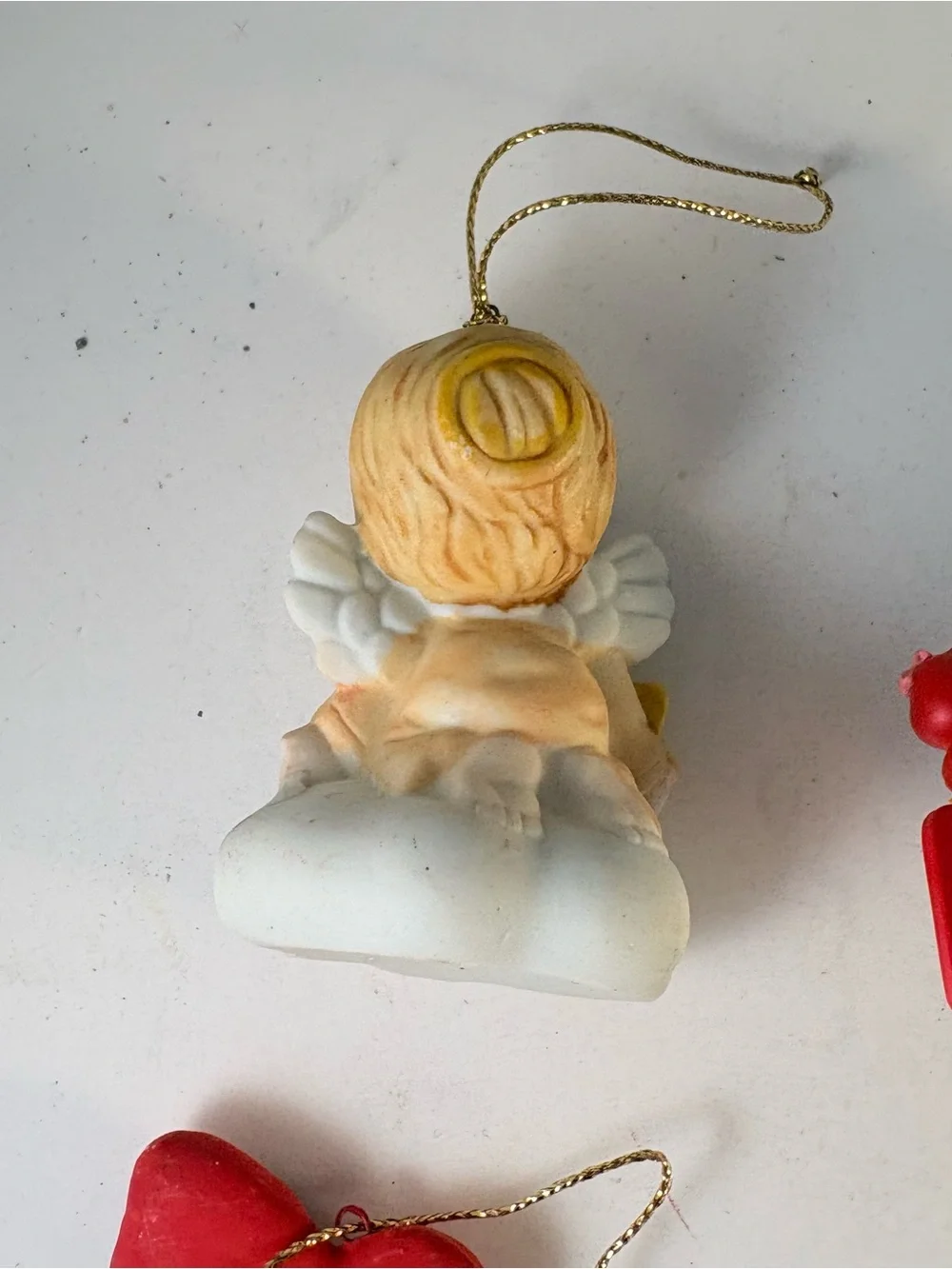 VTG Lot of 6 Christmas Ornament Bear Snowman Santa Cow Angel Drum Music Baby 90